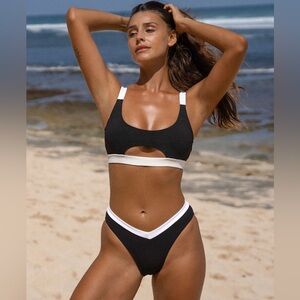 Contrast Trim Bikini Top & Bottom - NWT
